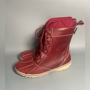 L.L. Bean Harbor Boot Mid Red Leather Waterproof Duck Boots Womens Size 8.5
